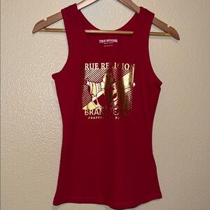 True Religion Red and Gold Graphic Tank Top